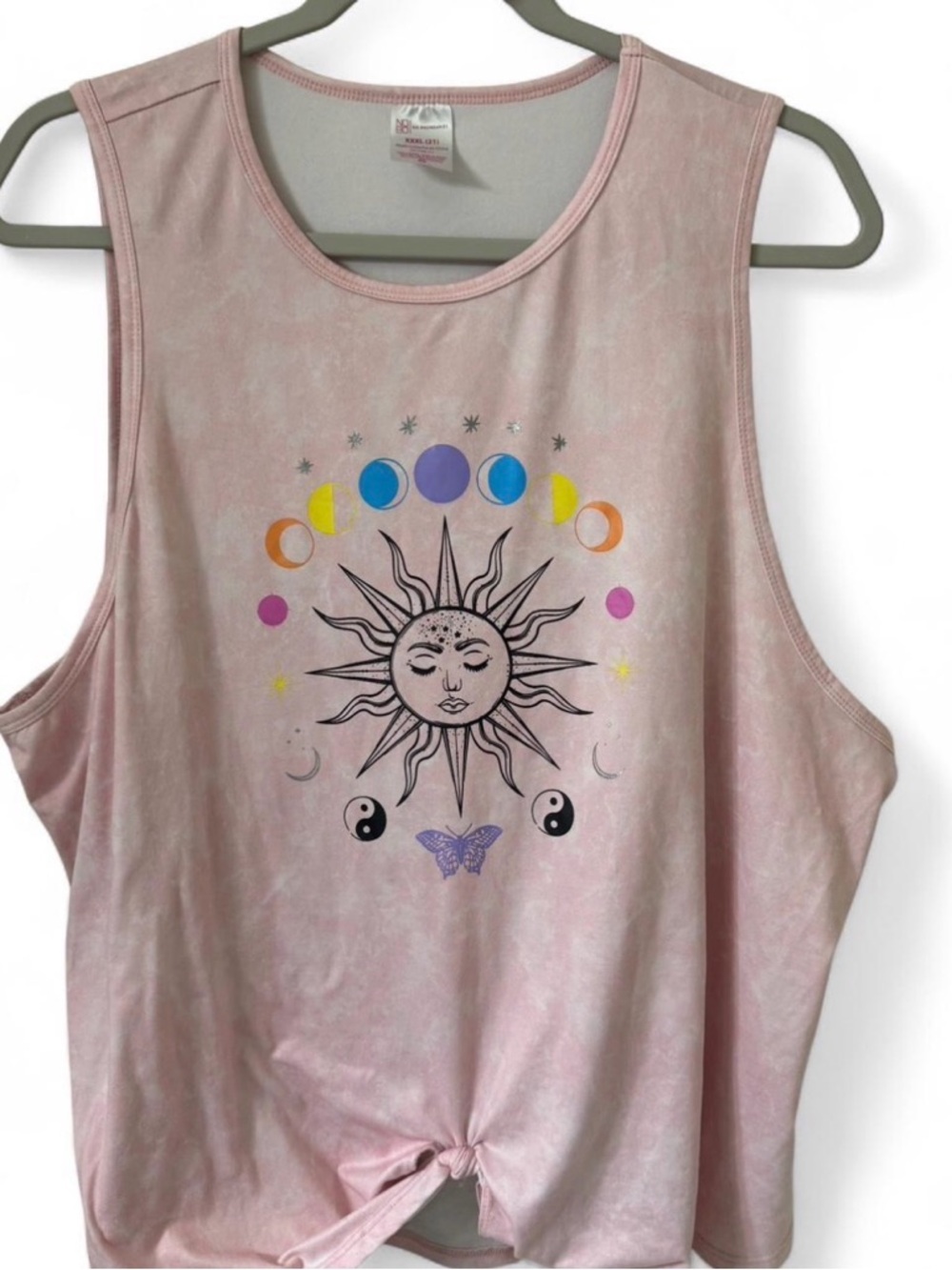 No Boundaries Pink Sun & Moon Tie-Front Tank